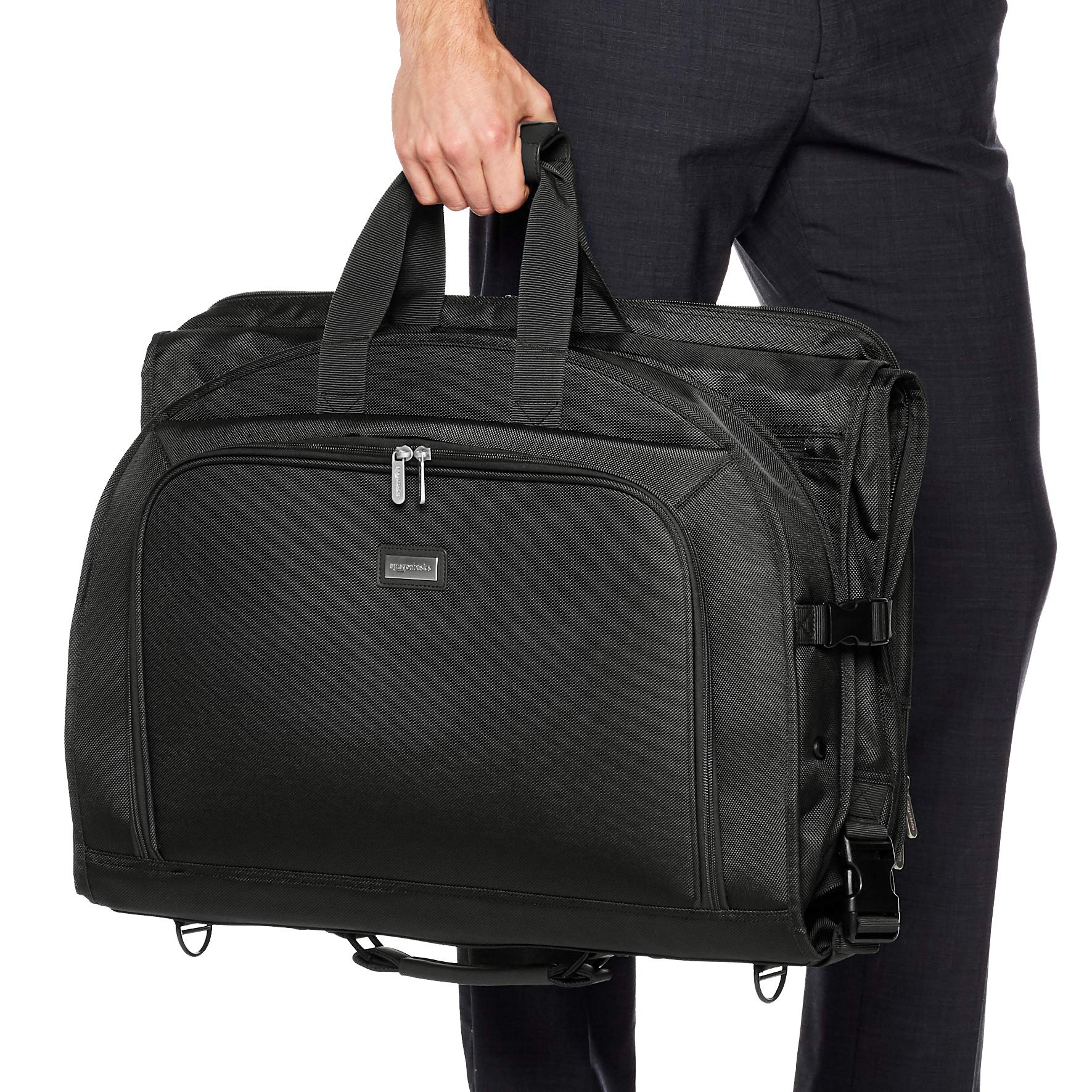 AmazonBasics Premium 三摺掛式衣物袋｜22.5吋・黑色・圖片 5